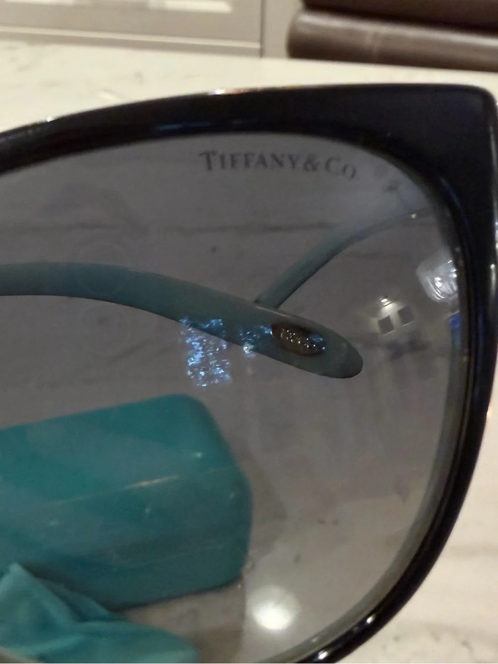 Tiffany & Co. Women’s Black Oversized Cat Eye Sunglasses with Tiffany Blue Case